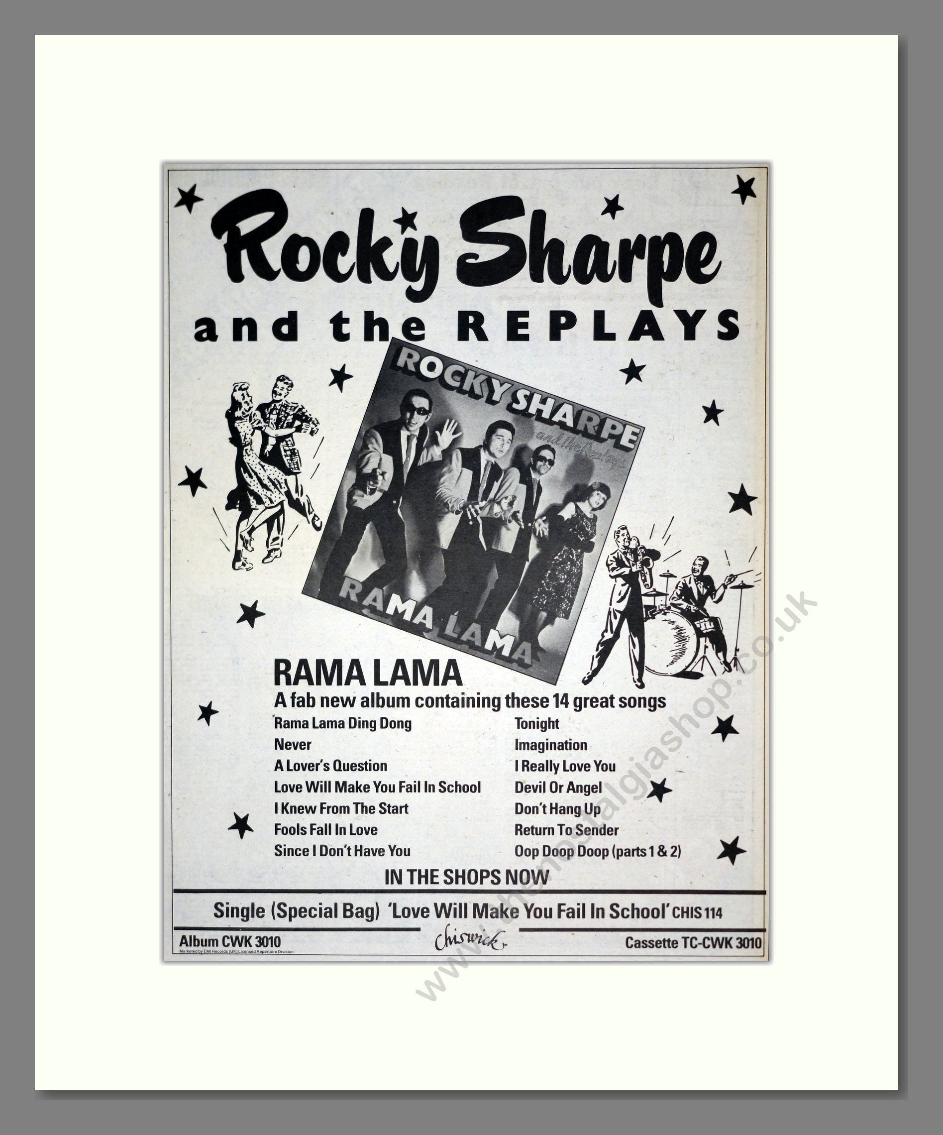 Rocky Sharpe And The Replays - Rama Lama. Vintage Advert 1979 (ref AD19170)