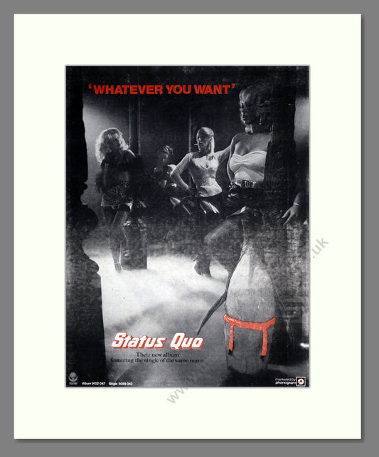 Status Quo - Whatever Your Want. Vintage Advert 1979 (ref AD19180)