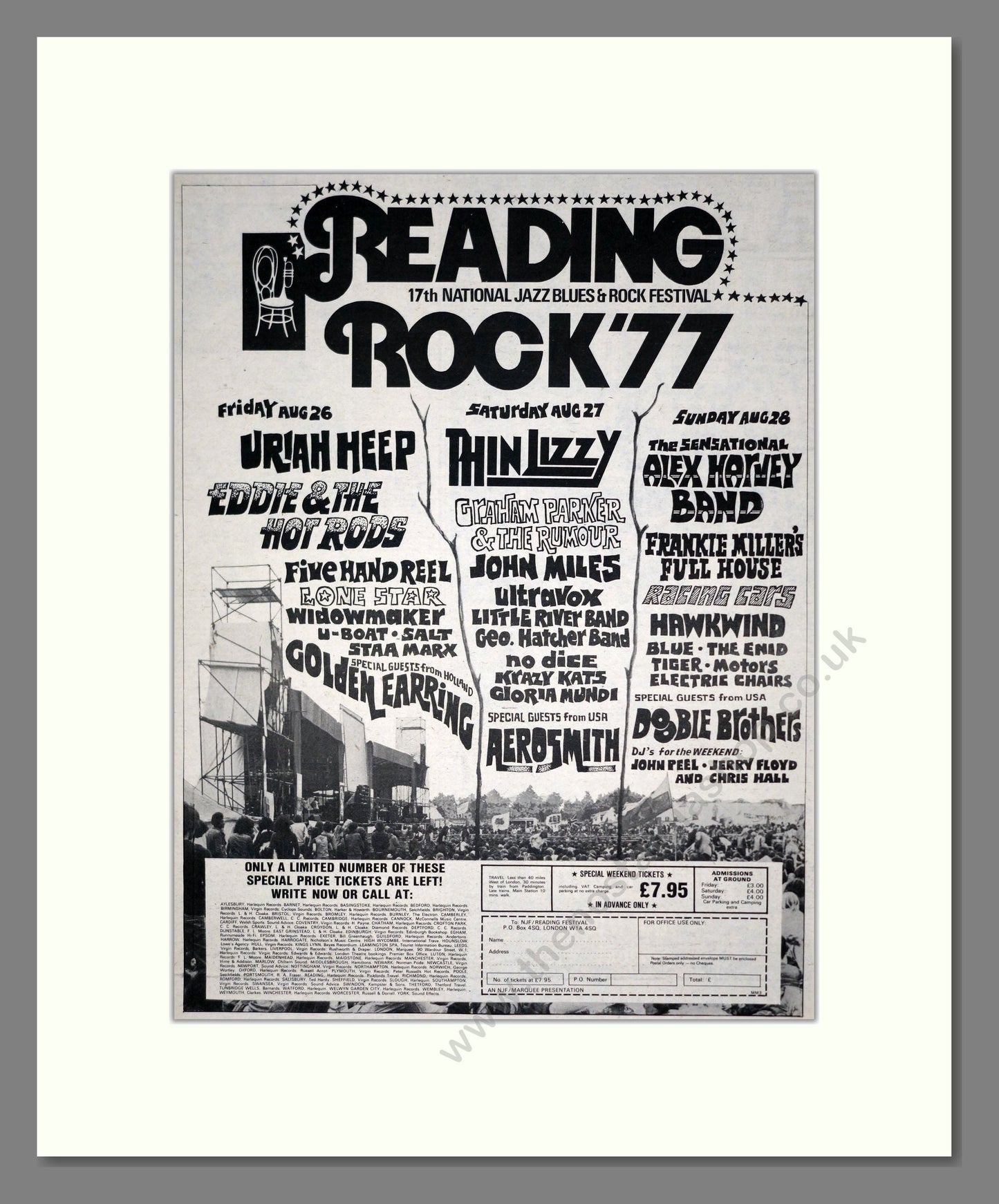 Reading Festival - Reading Rock 77. Vintage Advert 1977 (ref AD19185)