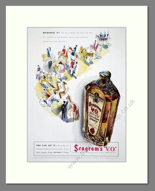 Seagram's V.O. Whisky. Original Advert 1937 (ref AD302293)