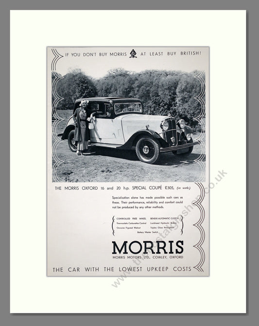 Morris Oxford 16 and 20 Hp Coupe. Original Advert 1934 (ref AD302320)