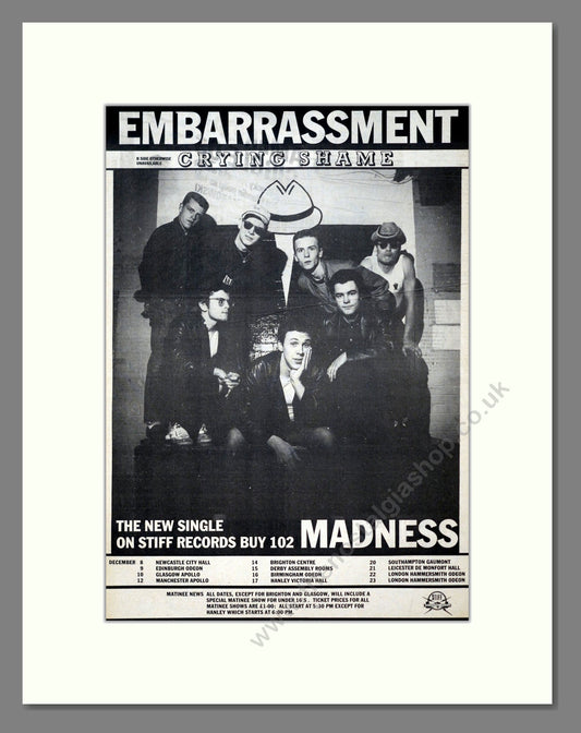 Madness - Embarrassment / Crying Shame. Vintage Advert 1980 (ref AD19230)