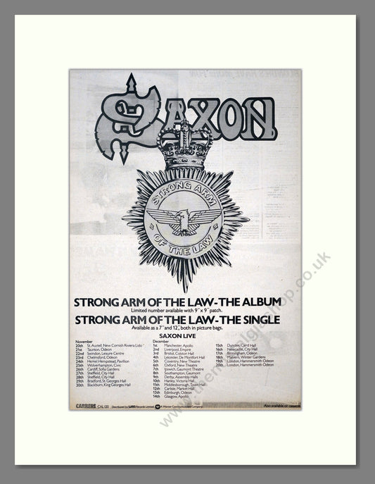 Saxon - Strong Arm Of The Law. Vintage Advert 1980 (ref AD19231)