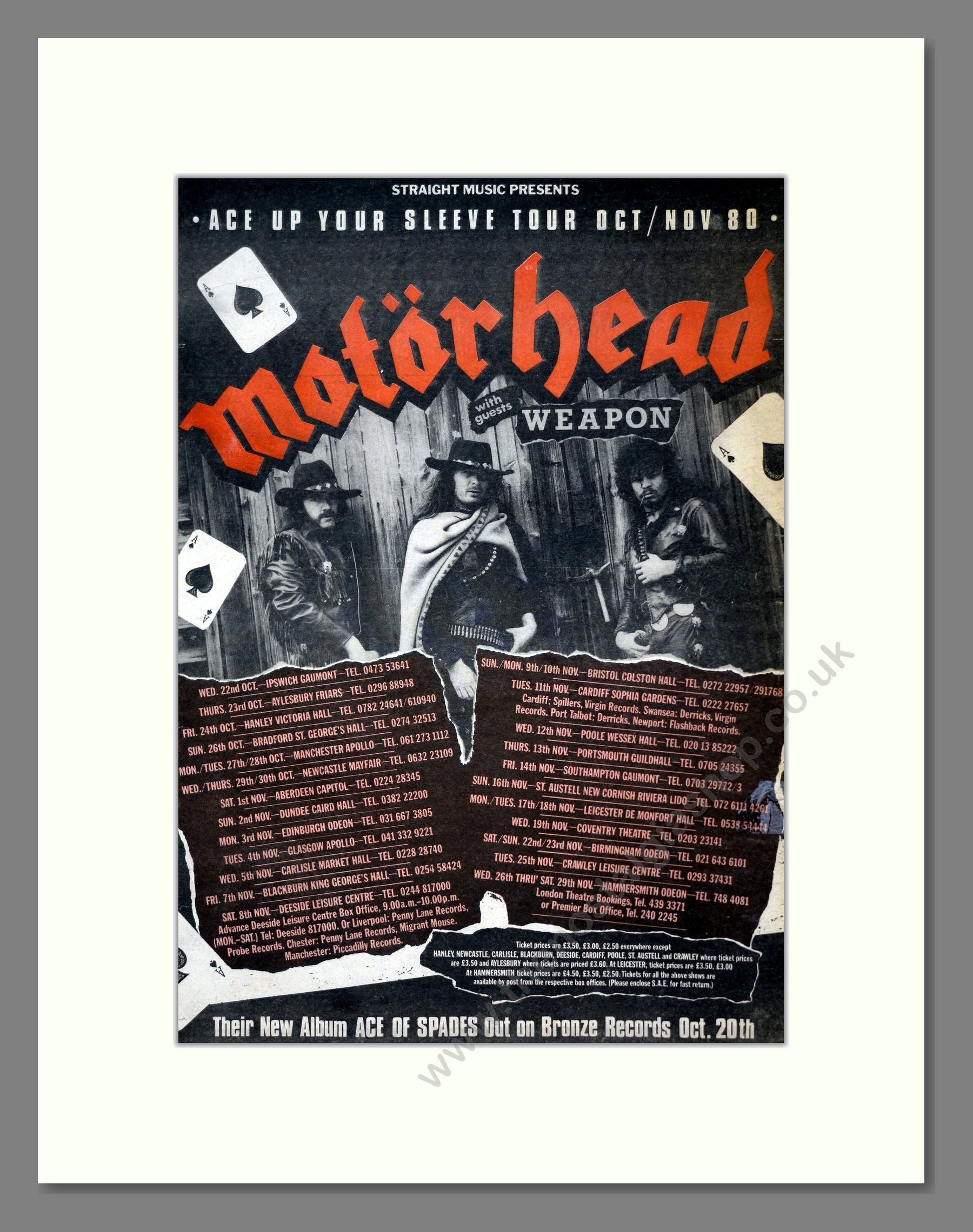 Motorhead - Ace Up Your Sleeve Tour. Vintage Advert 1980 (ref AD19239)
