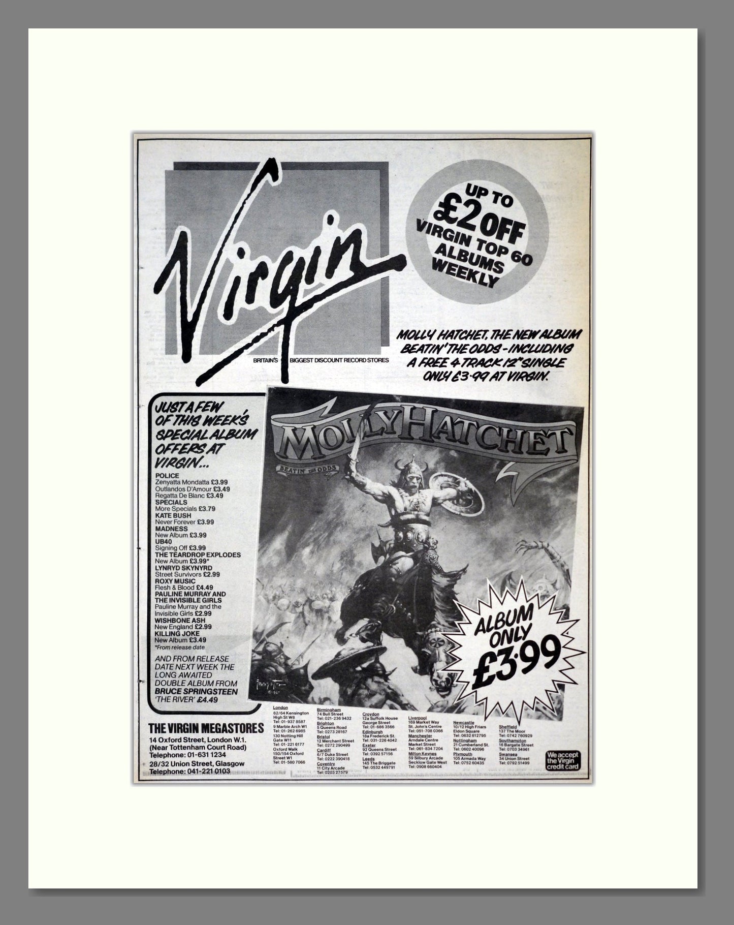 Molly Hatchet - Beatin The Odds. Vintage Advert 1980 (ref AD19243)