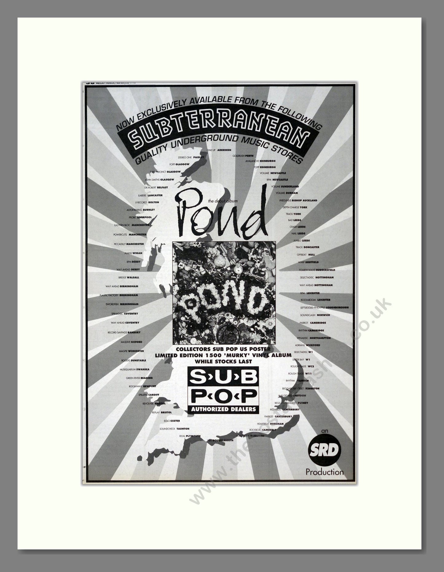 Pond - Debut Album. Vintage Advert 1993 (ref AD19266)