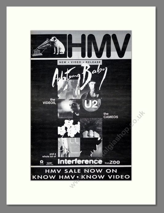 U2 - Achtung Baby Videos. Vintage Advert 1992 (ref AD19357)