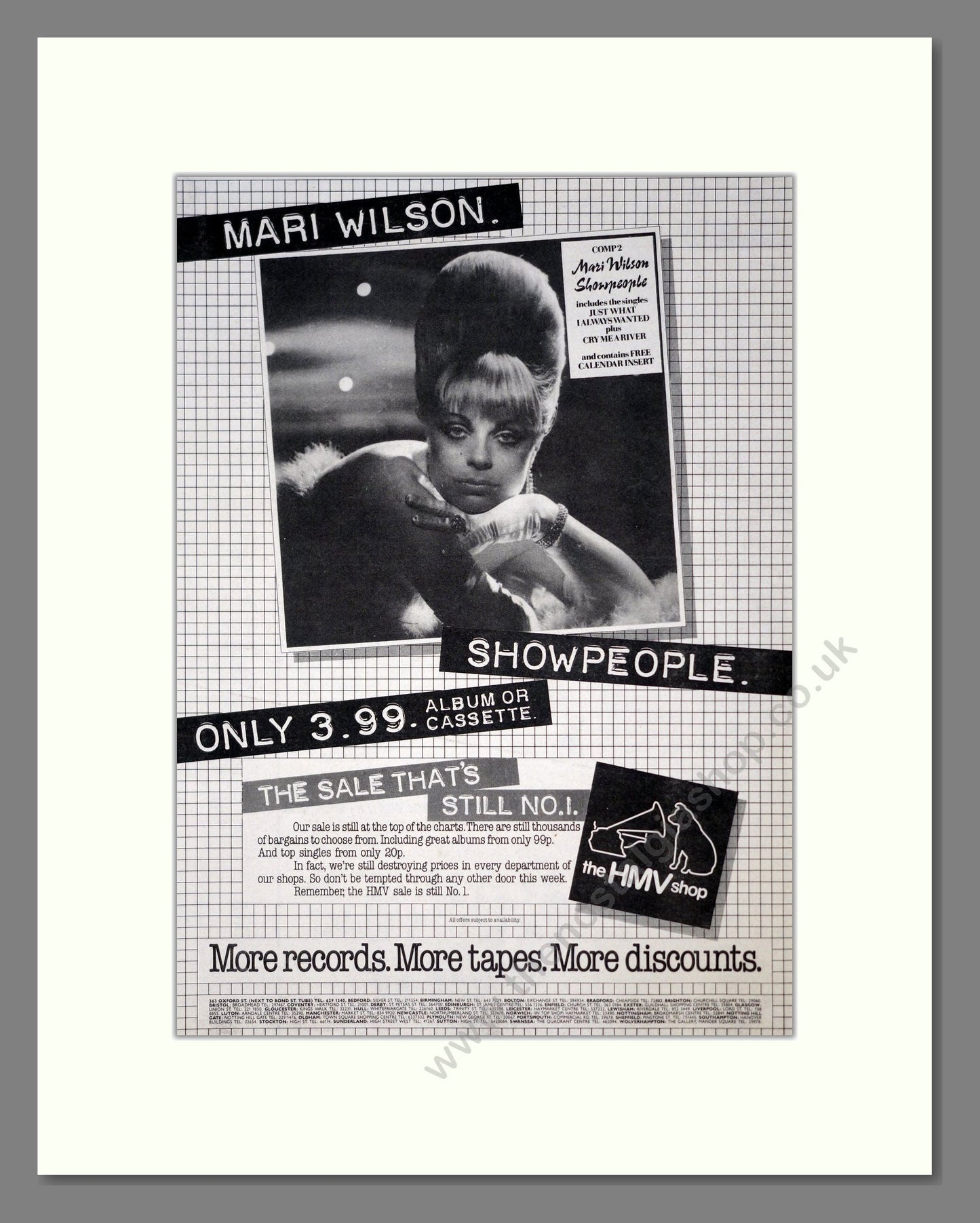 Mari Wilson - Showpeople. Vintage Advert 1983 (ref AD19391)