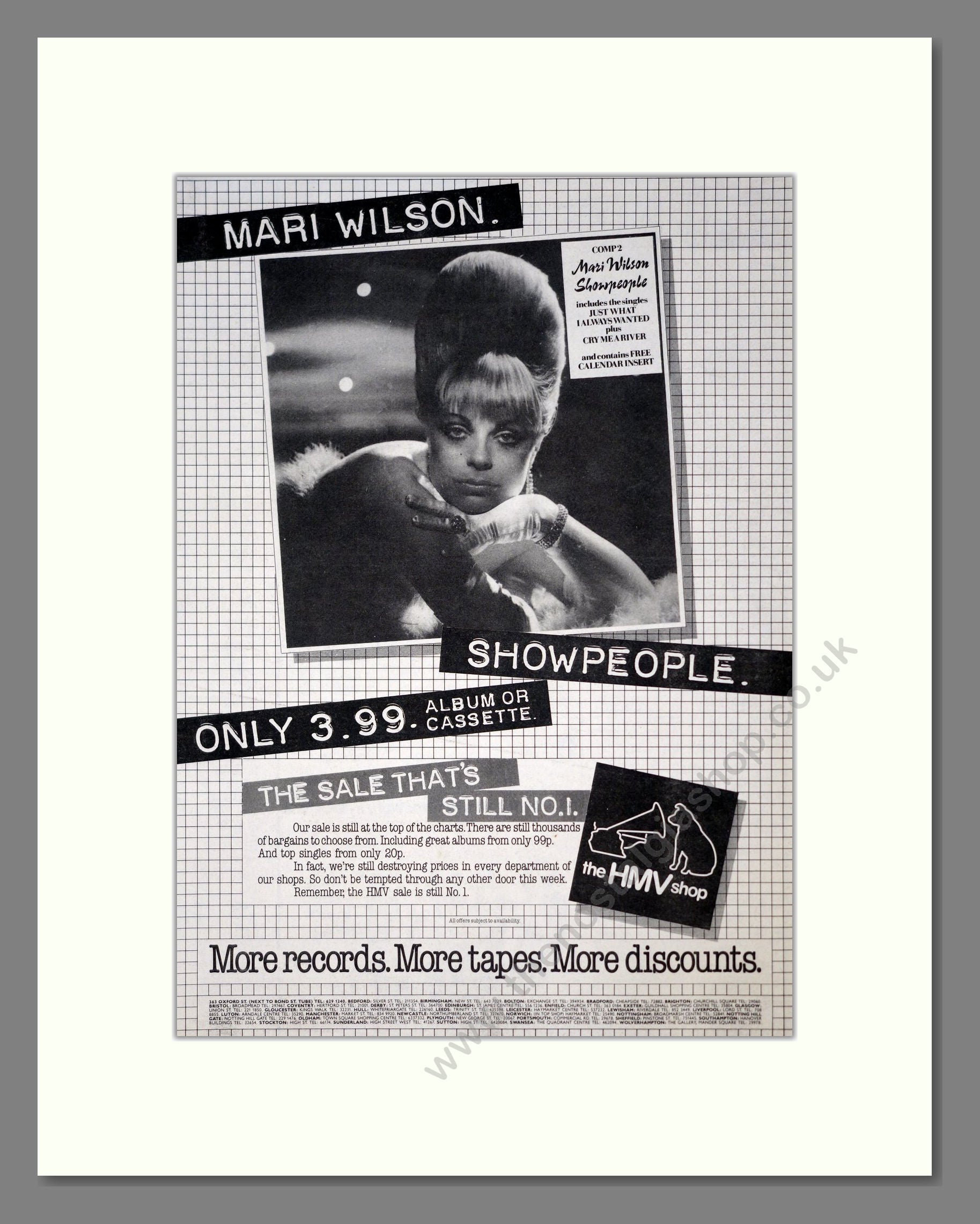 Mari Wilson - Showpeople. Vintage Advert 1983 (ref AD19391)