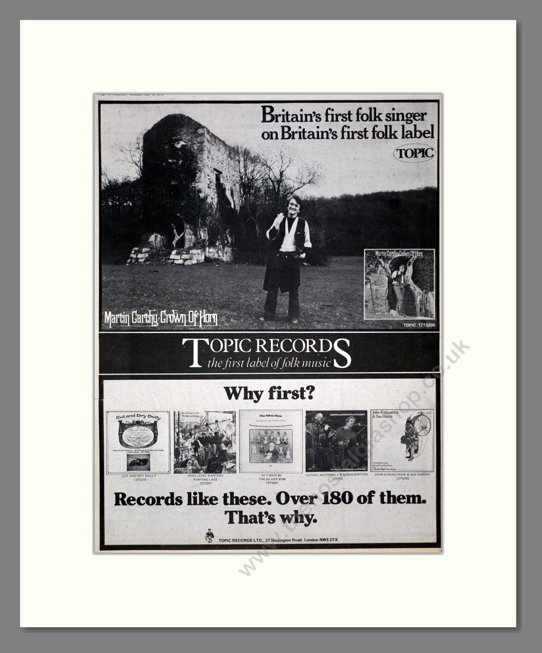 Martin Carthy - Crown Of Horn. Vintage Advert 1976 (ref AD19396)