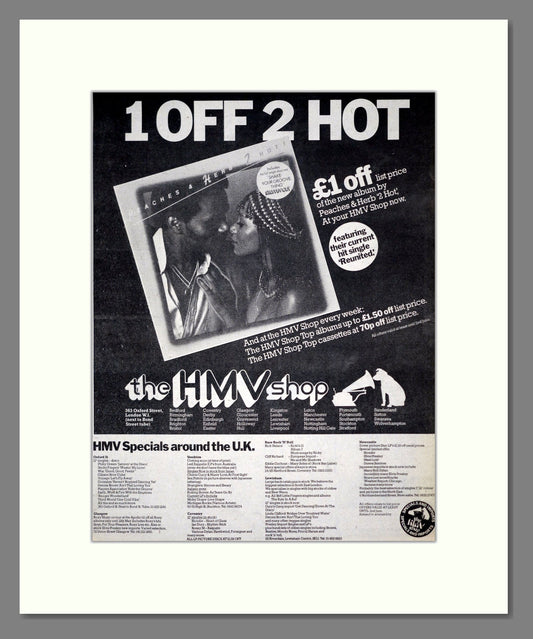 Peaches And Herb - 2 Hot. Vintage Advert 1979 (ref AD19440)