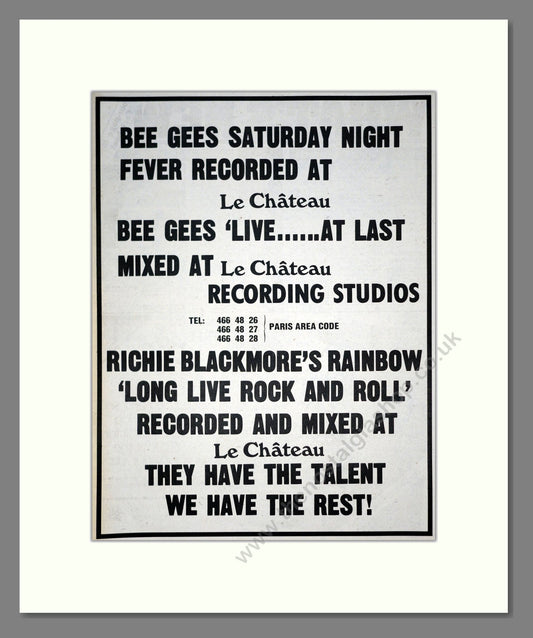 Bee Gees - Saturday Night Fever / Live Mixed at Le Chateau. Vintage Advert 1978 (ref AD19496)