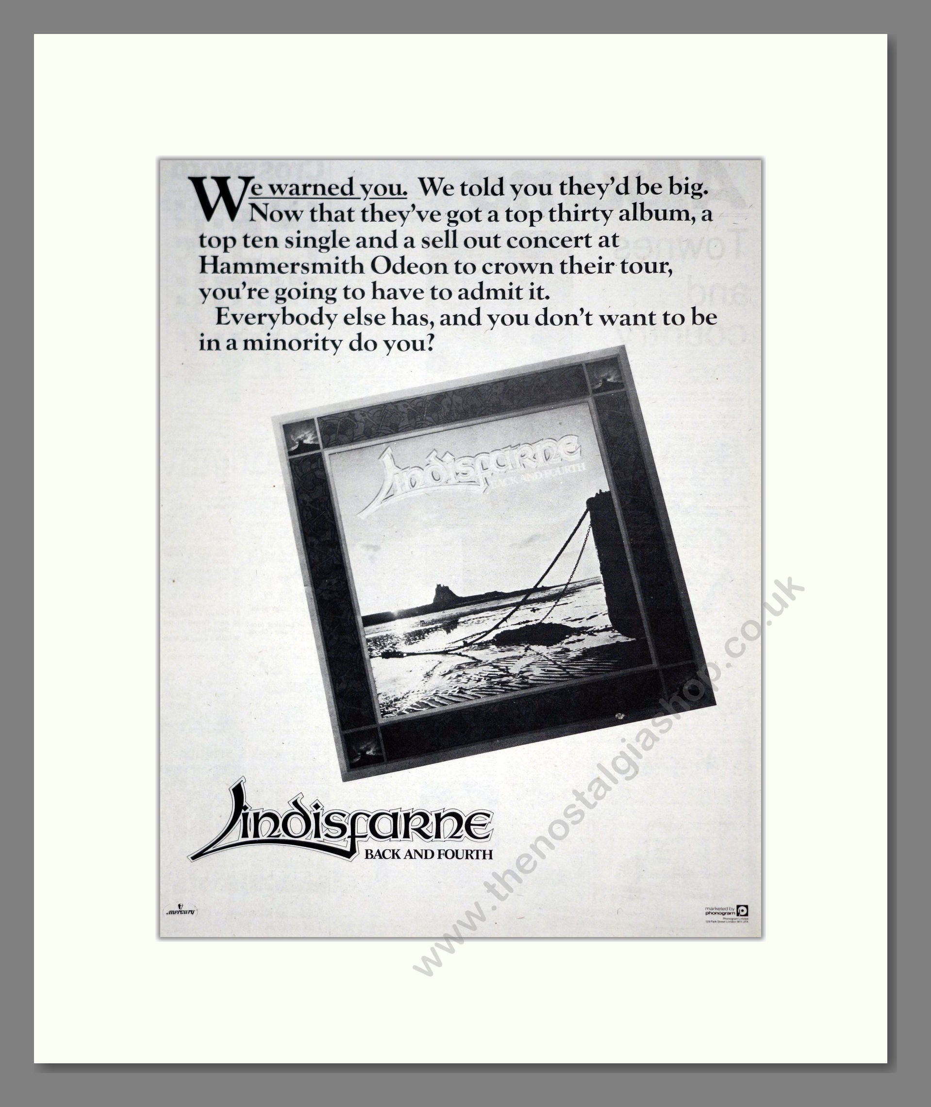 Lindisfarne - Back And Fourth. Vintage Advert 1978 (ref AD19504)