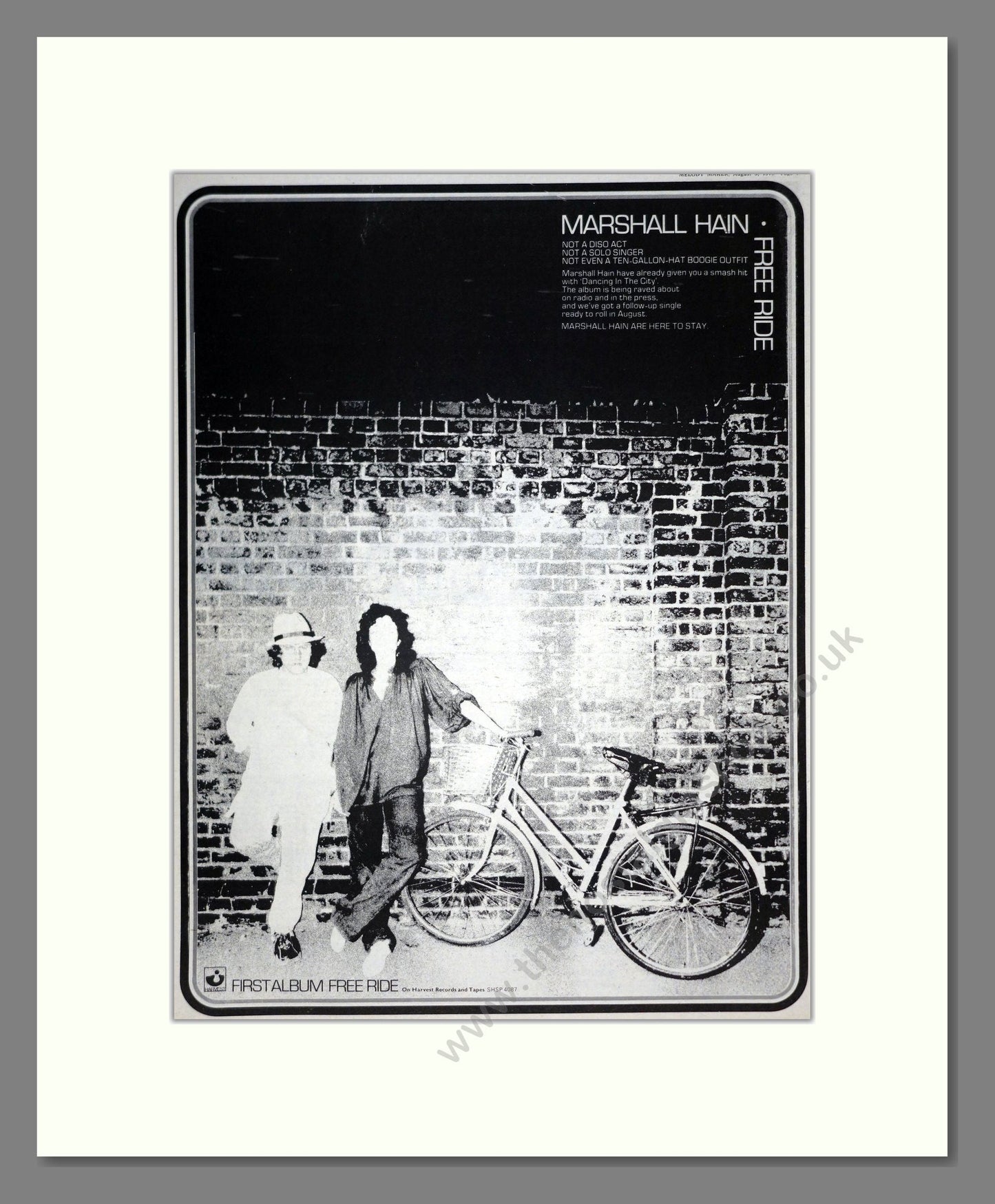 Marshall Hain - Free Ride. Vintage Advert 1978 (ref AD19505)