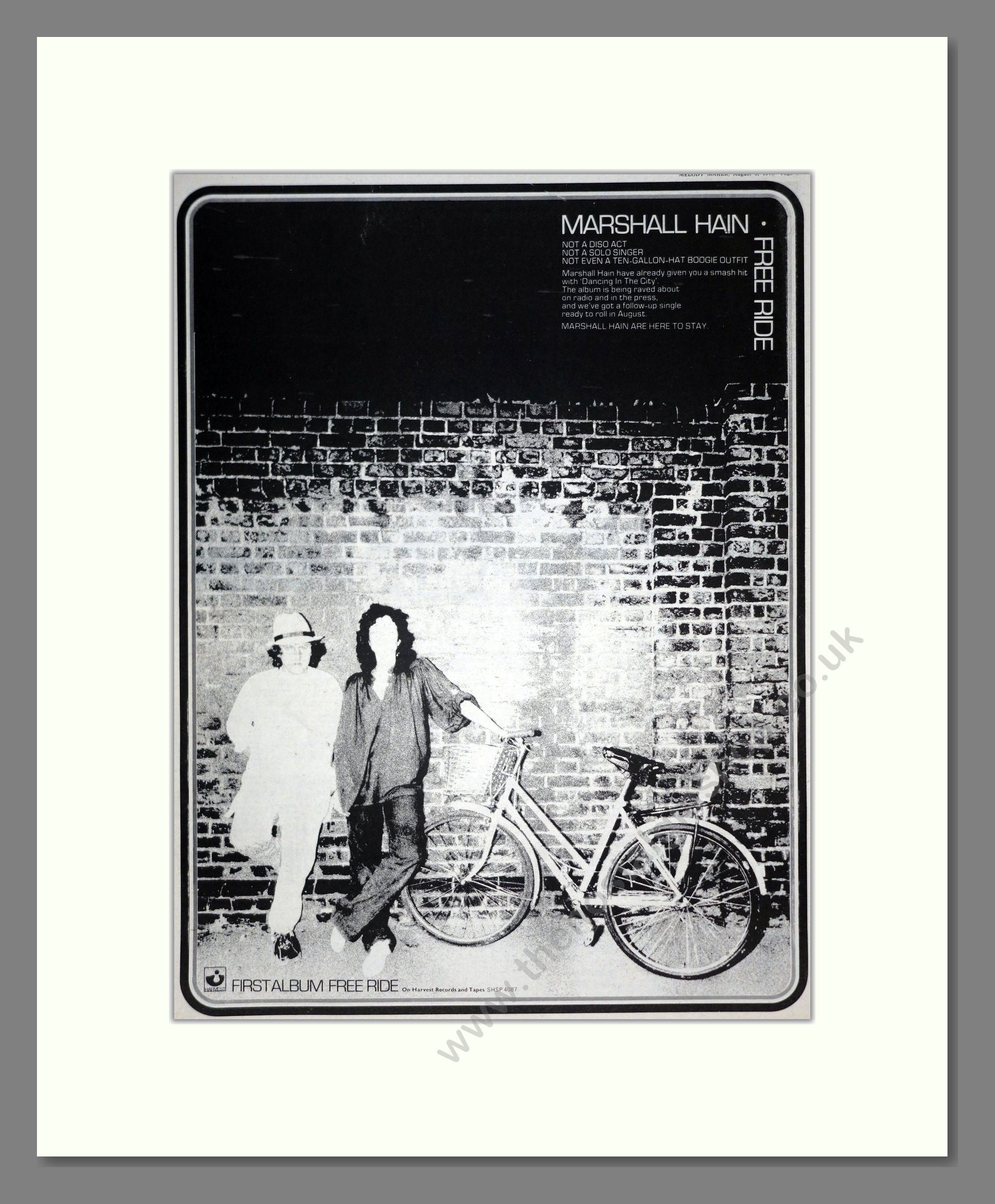 Marshall Hain - Free Ride. Vintage Advert 1978 (ref AD19505)