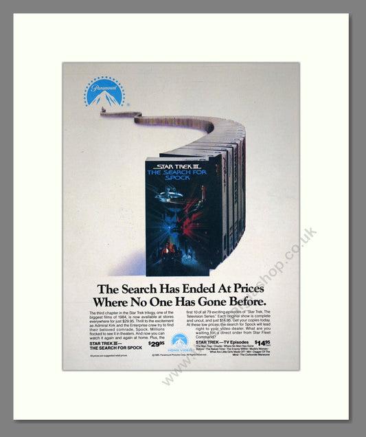 Star Trek III - Search For Spock. Vintage Advert 1985 (ref AD302242)