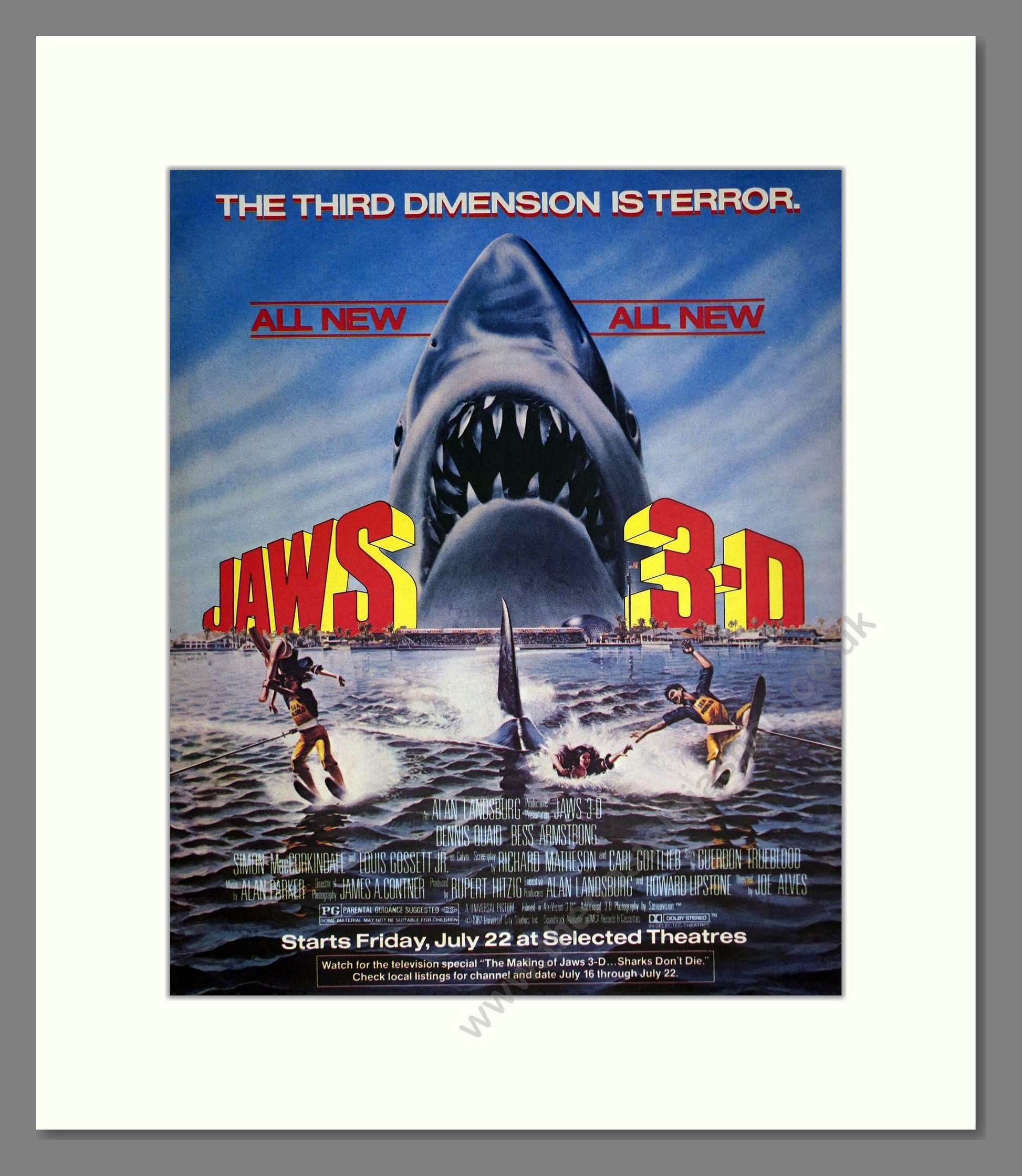 Jaws 3D - Dennis Quaid. Vintage Advert 1983 (ref AD302247)