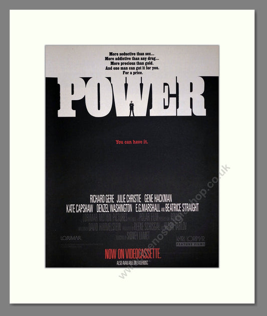 Power - Richard Gere. Vintage Advert 1986 (ref AD302251)
