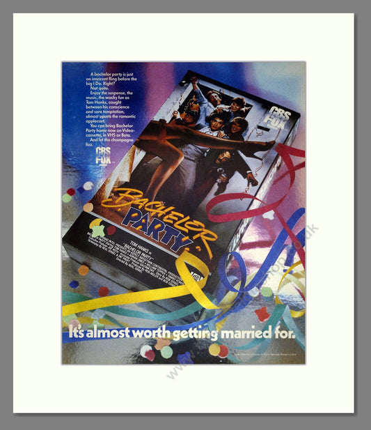 Batchelor Party - Tom Hanks. Vintage Advert 1985 (ref AD302258)