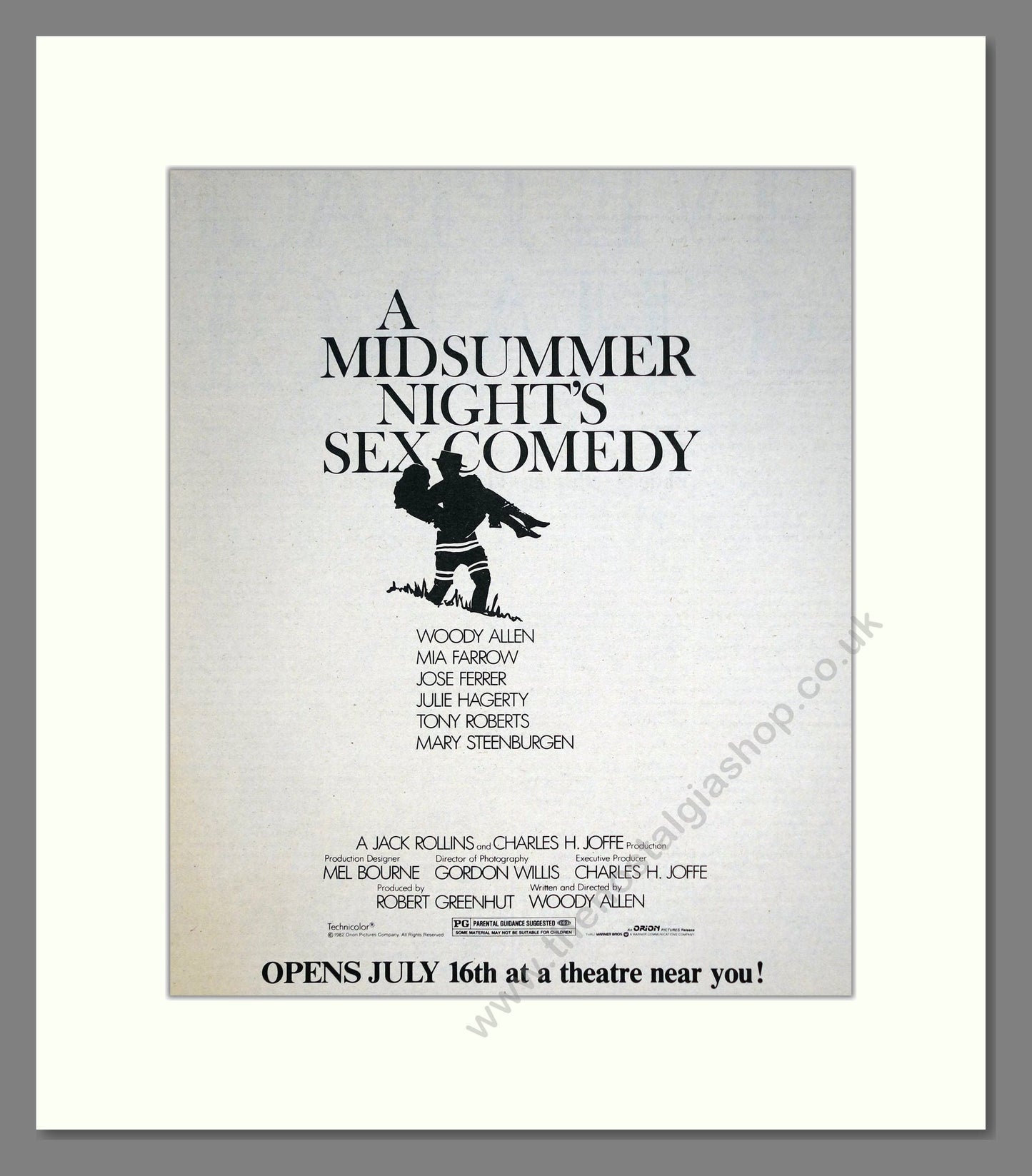 Midsummer Nights Sex Comedy (A) - Woody Allen. Vintage Advert 1982 (ref AD302260)