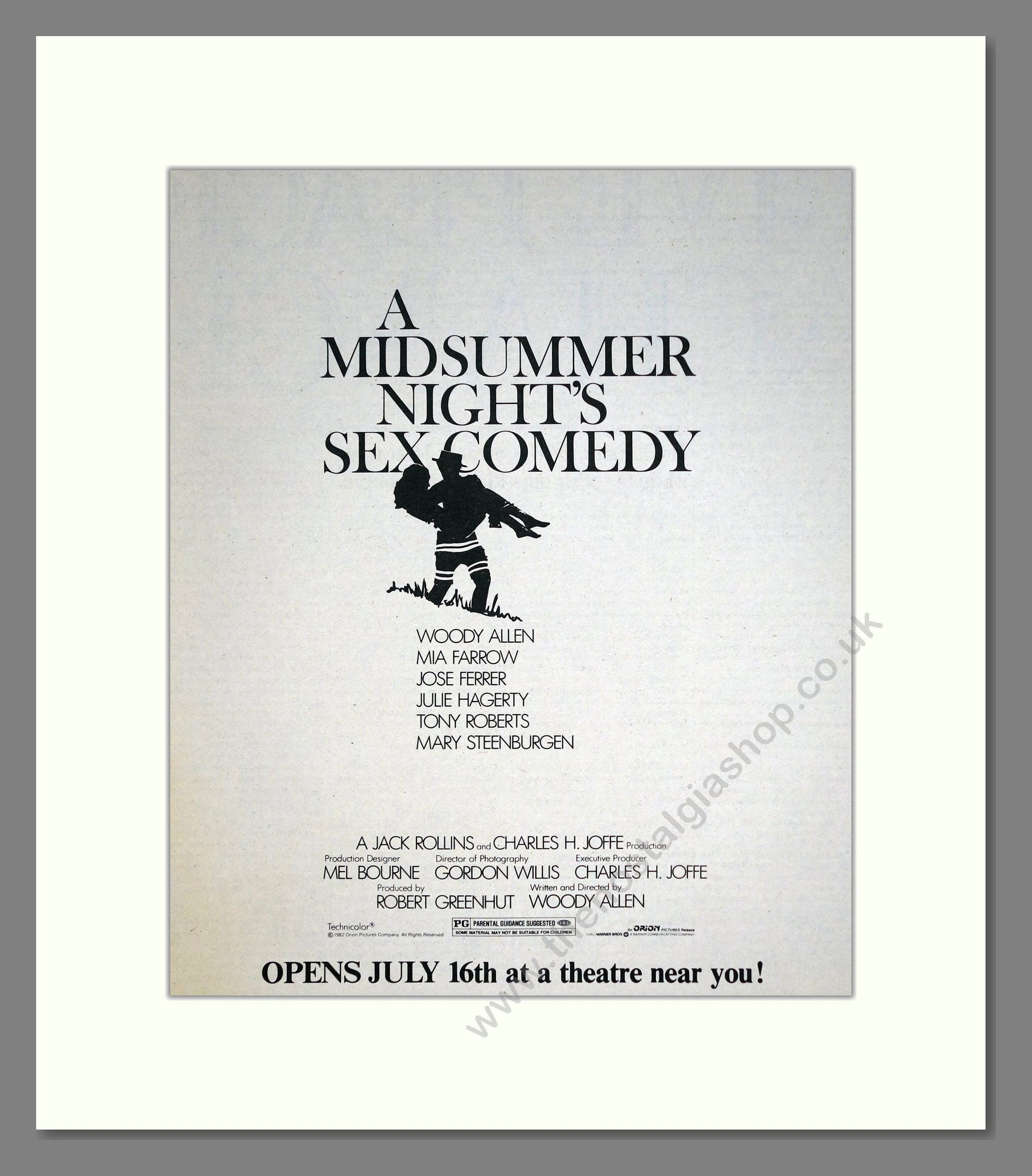 Midsummer Nights Sex Comedy (A) - Woody Allen. Vintage Advert 1982 (ref AD302260)