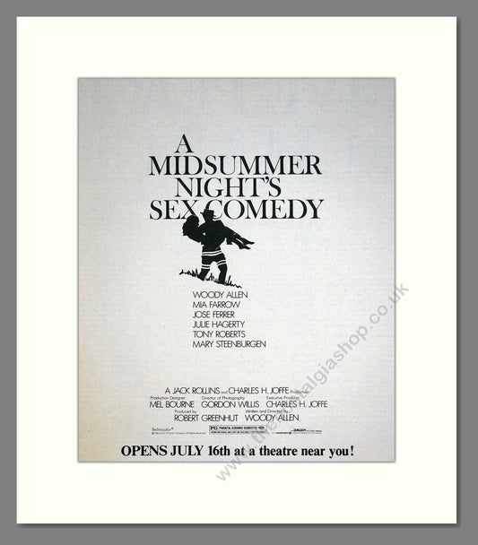 Midsummer Nights Sex Comedy (A) - Woody Allen. Vintage Advert 1982 (ref AD302260)
