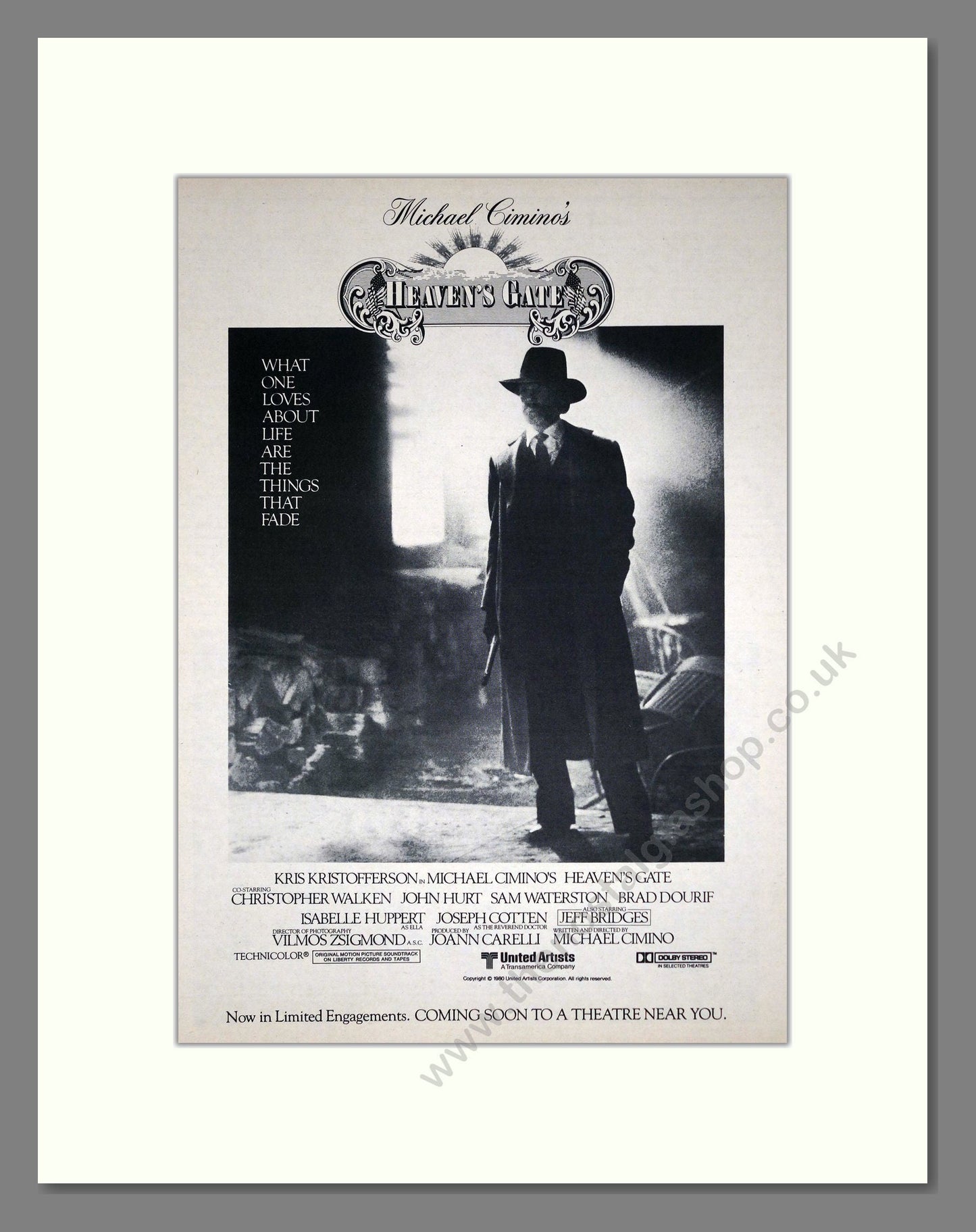 Heaven's Gate - Kris Kristofferson. Vintage Advert 1981 (ref AD302264)