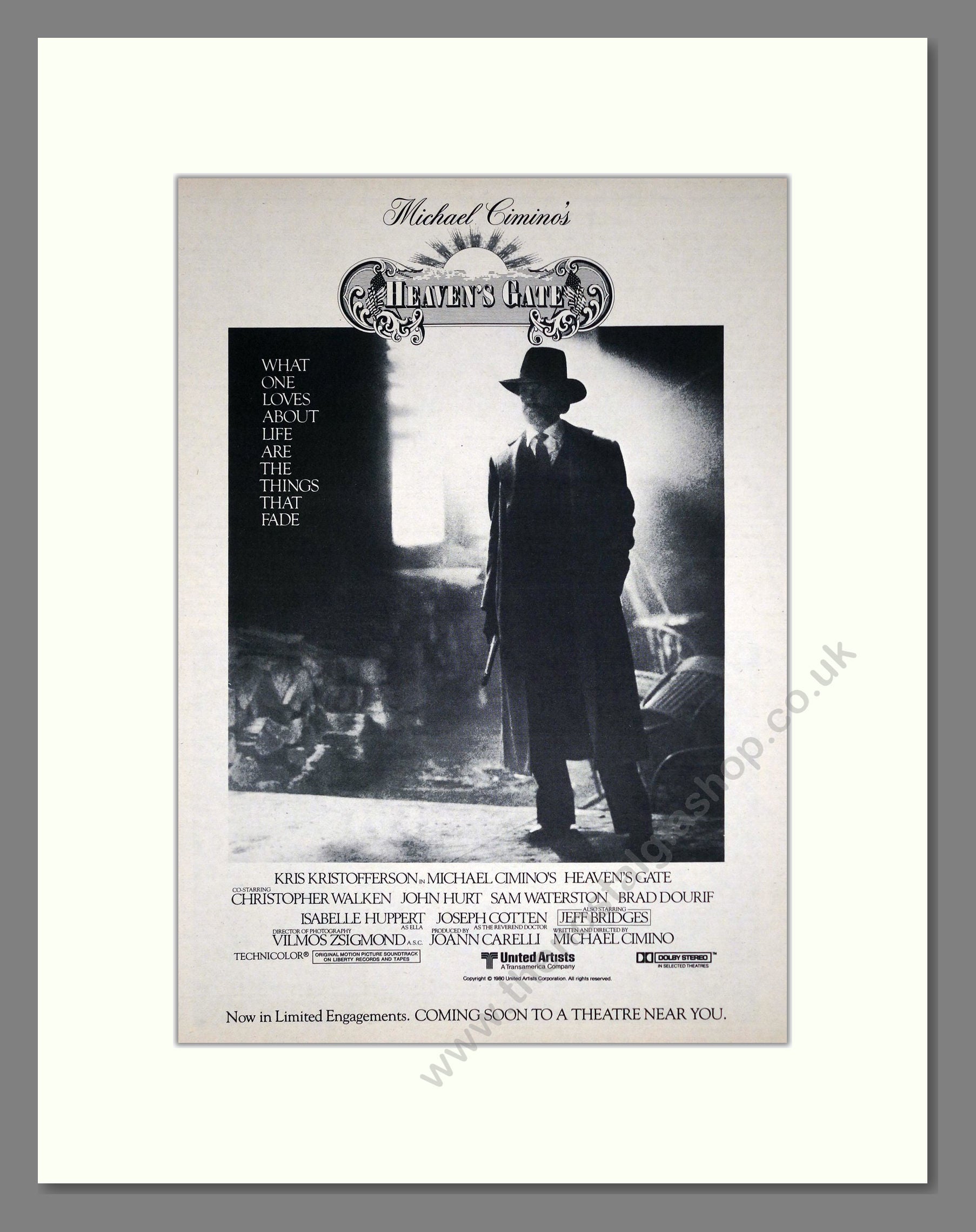 Heaven's Gate - Kris Kristofferson. Vintage Advert 1981 (ref AD302264)