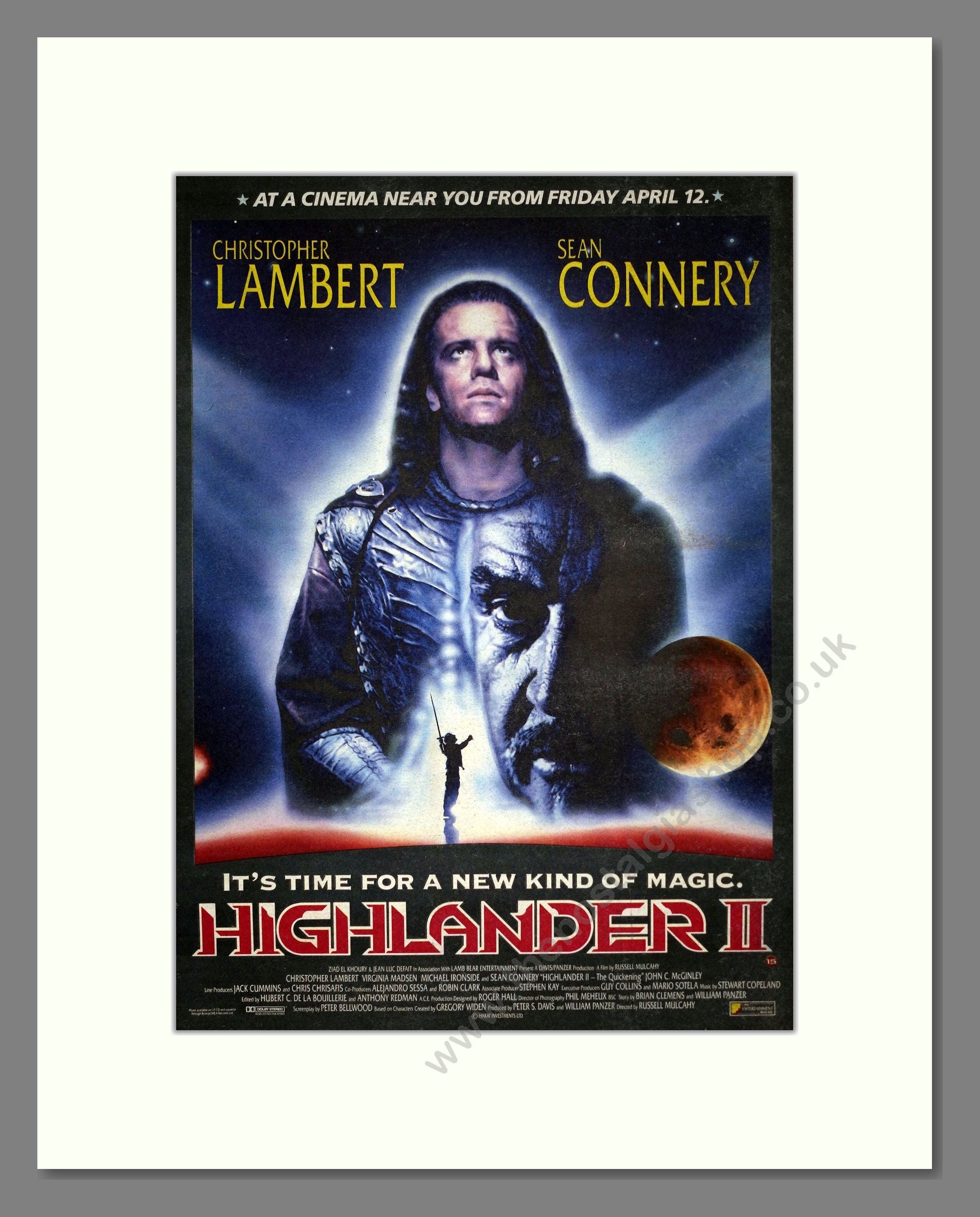 Highlander II - Christopher Lambert. Vintage Advert 1991 (ref AD19558)