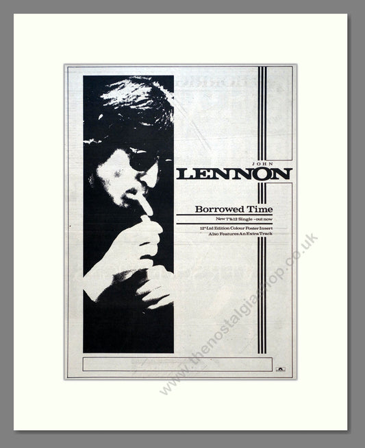 John Lennon - Borrowed Time. Vintage Advert 1984 (ref AD19588)