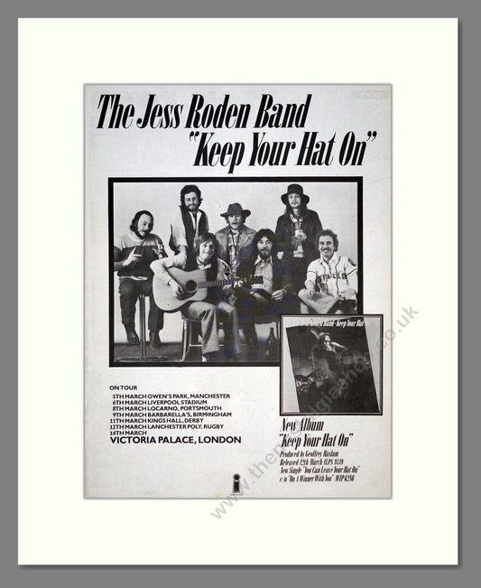 Jess Roden Band (The) - Keep Your Hat On. Vintage Advert 1976 (ref AD19650)