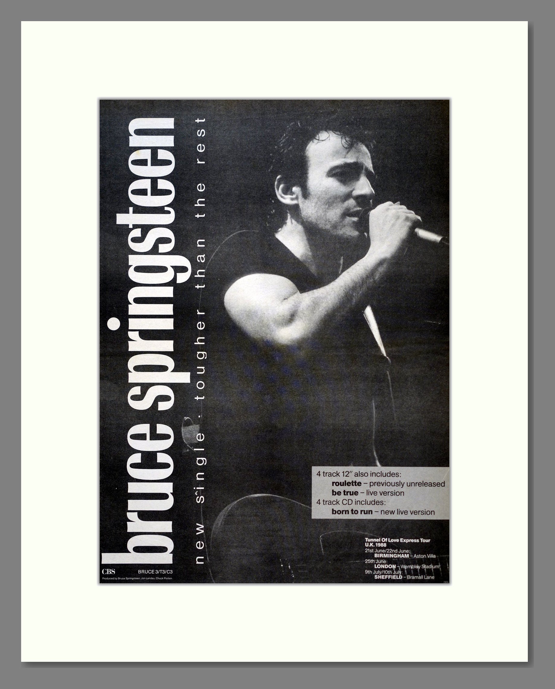 Bruce Springsteen - Tougher Than The Rest. Vintage Advert 1988 (ref AD ...