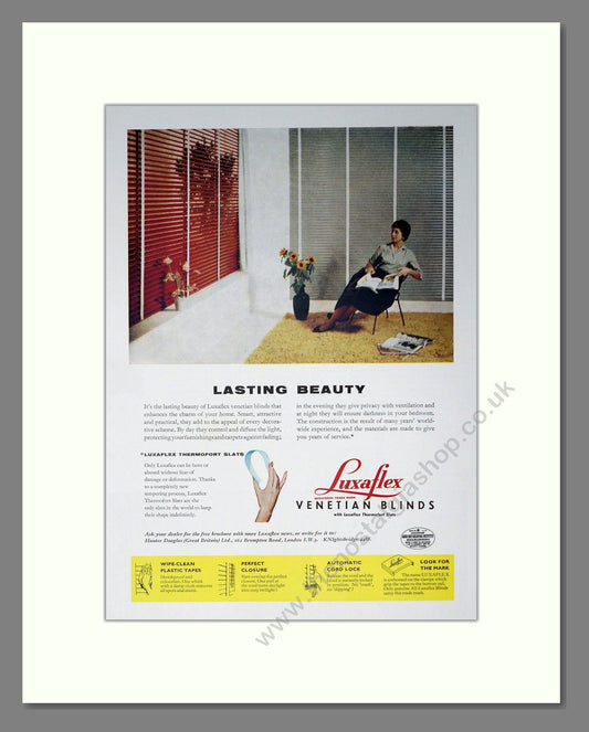 Luxaflex - Blinds. Vintage Advert 1958 (ref AD302356)