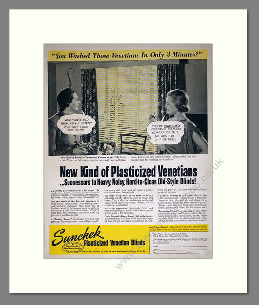 Sunchek - Venetian Blinds. Vintage Advert 1930 (ref AD302357)