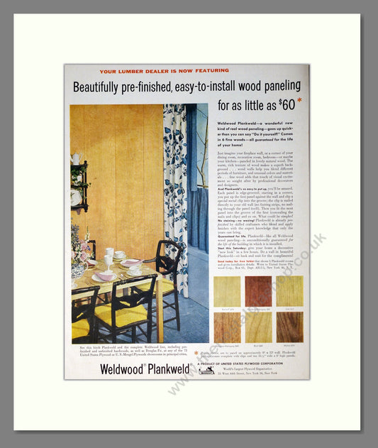 Weldwood - Wood Panels. Vintage Advert 1955 (ref AD302364)