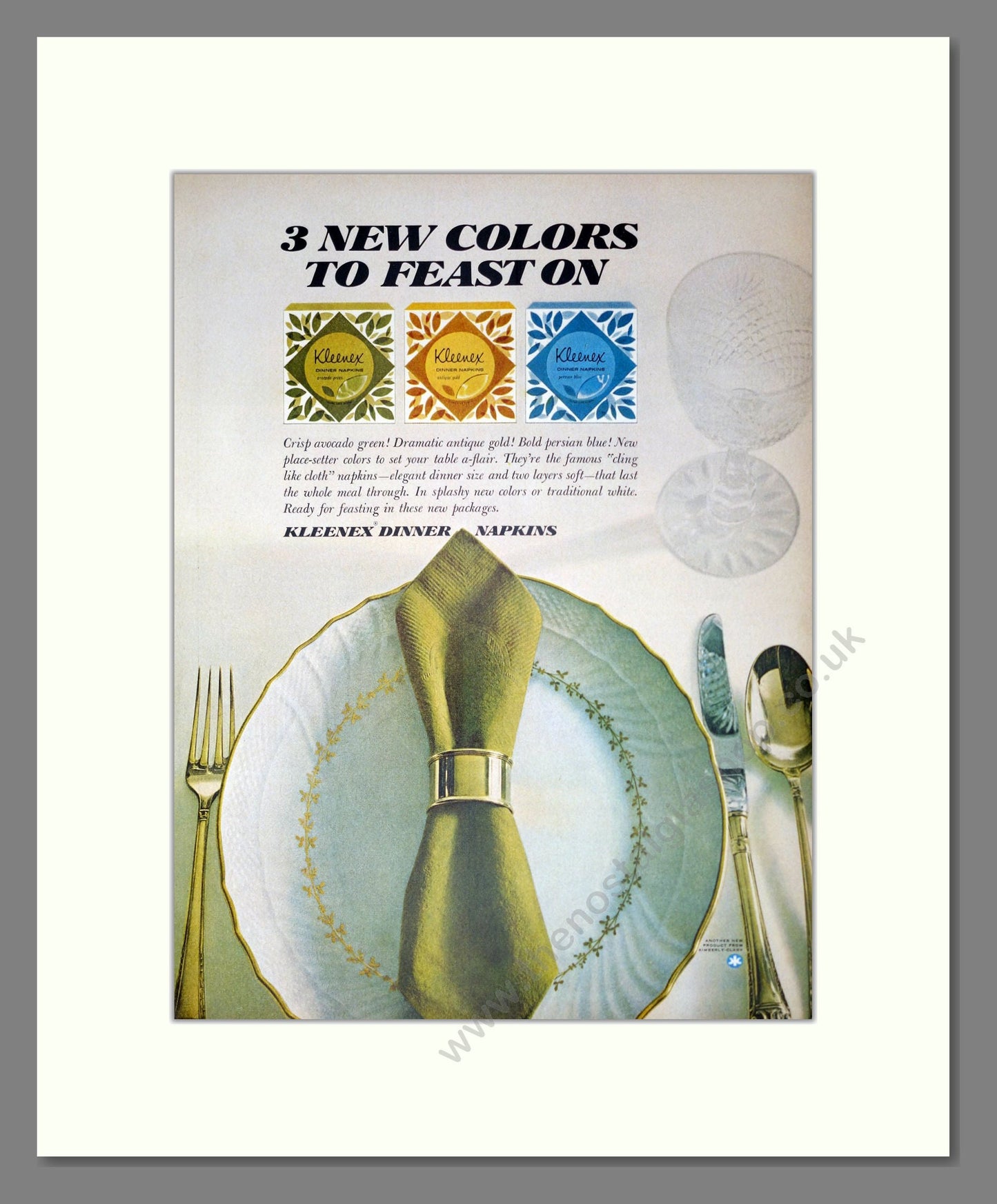 Kleenex - Dinner Napkins. Vintage Advert 1967 (ref AD302387)