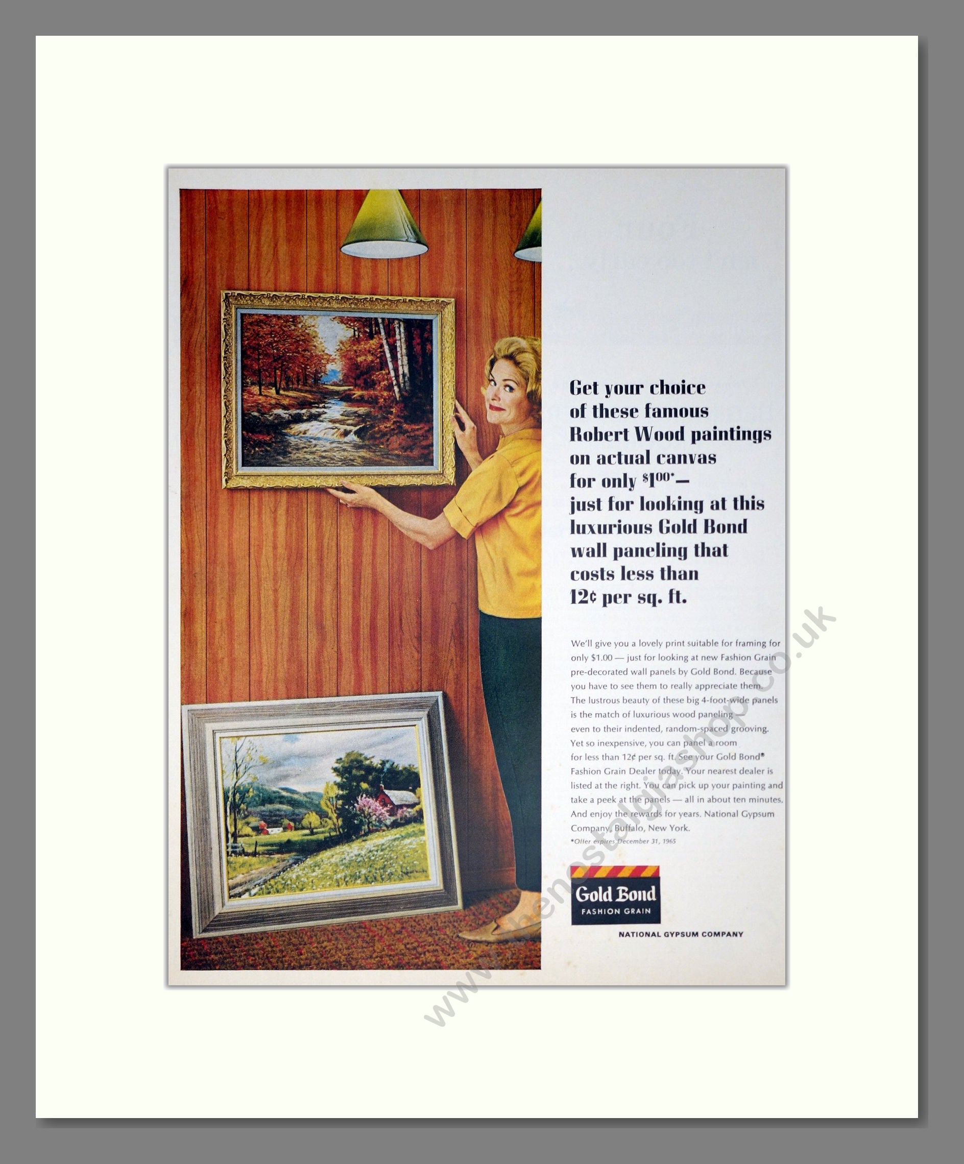 Gold Bond - Wood Panels. Vintage Advert 1965 (ref AD302393)