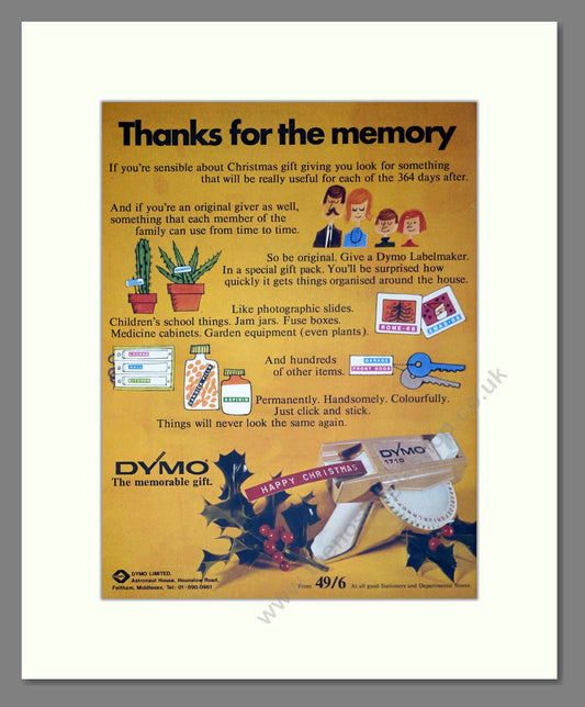 Dymo - Label Printers. Vintage Advert 1969 (ref AD302397)