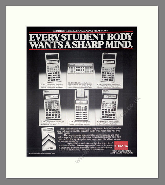 Sharp - Calculators. Vintage Advert 1983 (ref AD302399)