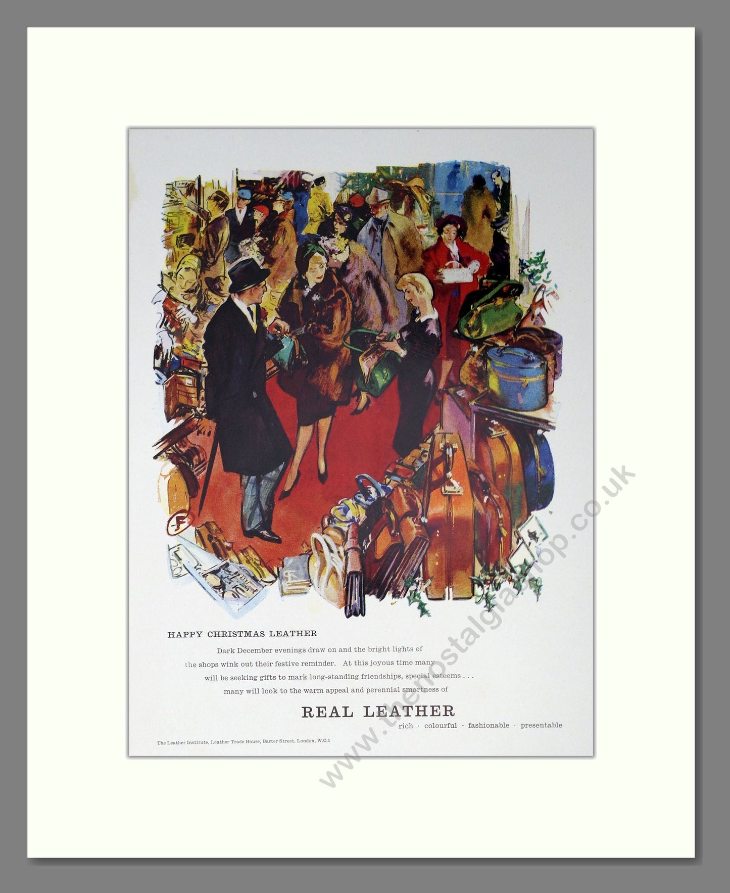 Real Leather - Luggage and Clothing. Vintage Advert 1958 (ref AD302401)