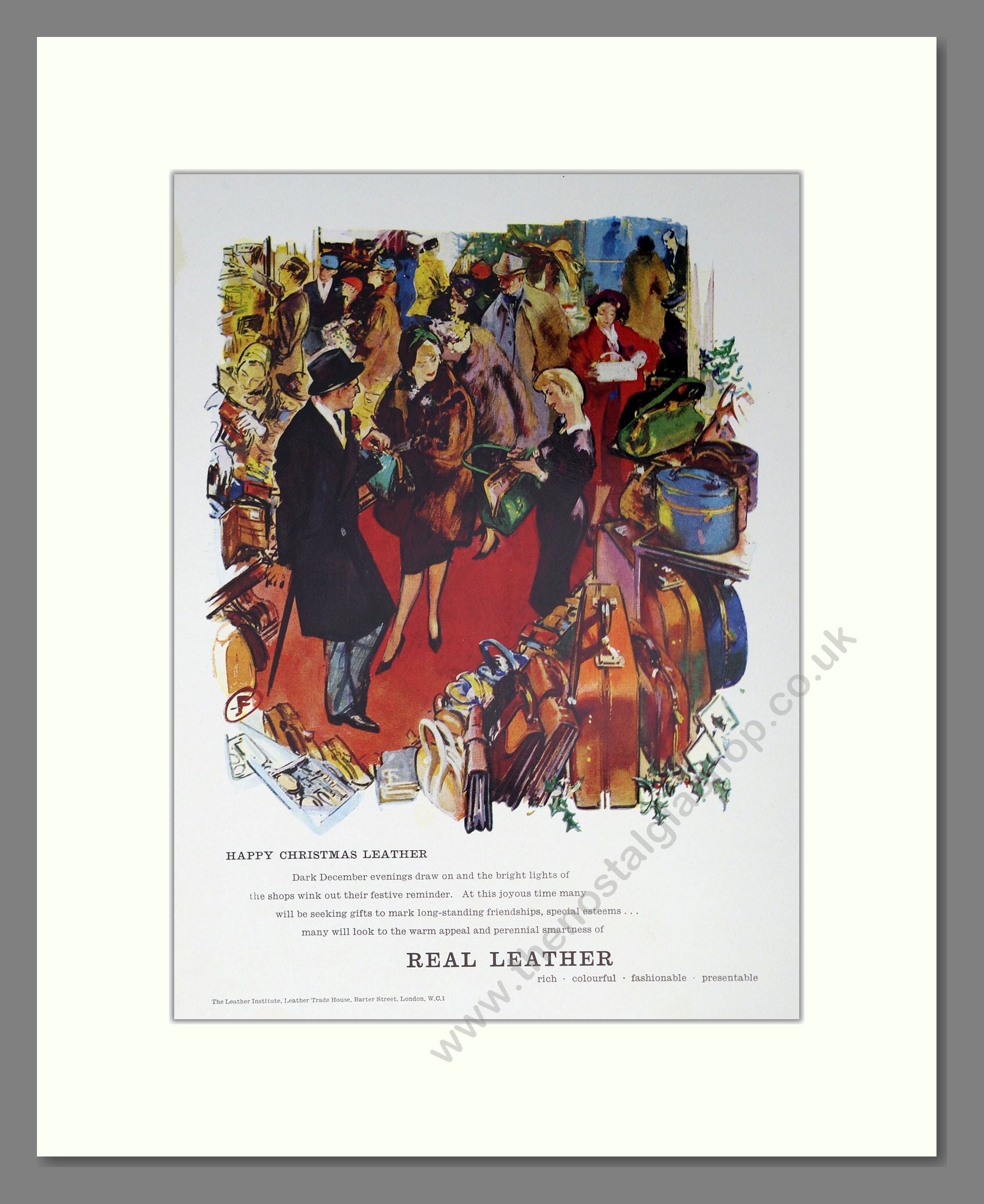 Real Leather - Luggage and Clothing. Vintage Advert 1958 (ref AD302401)