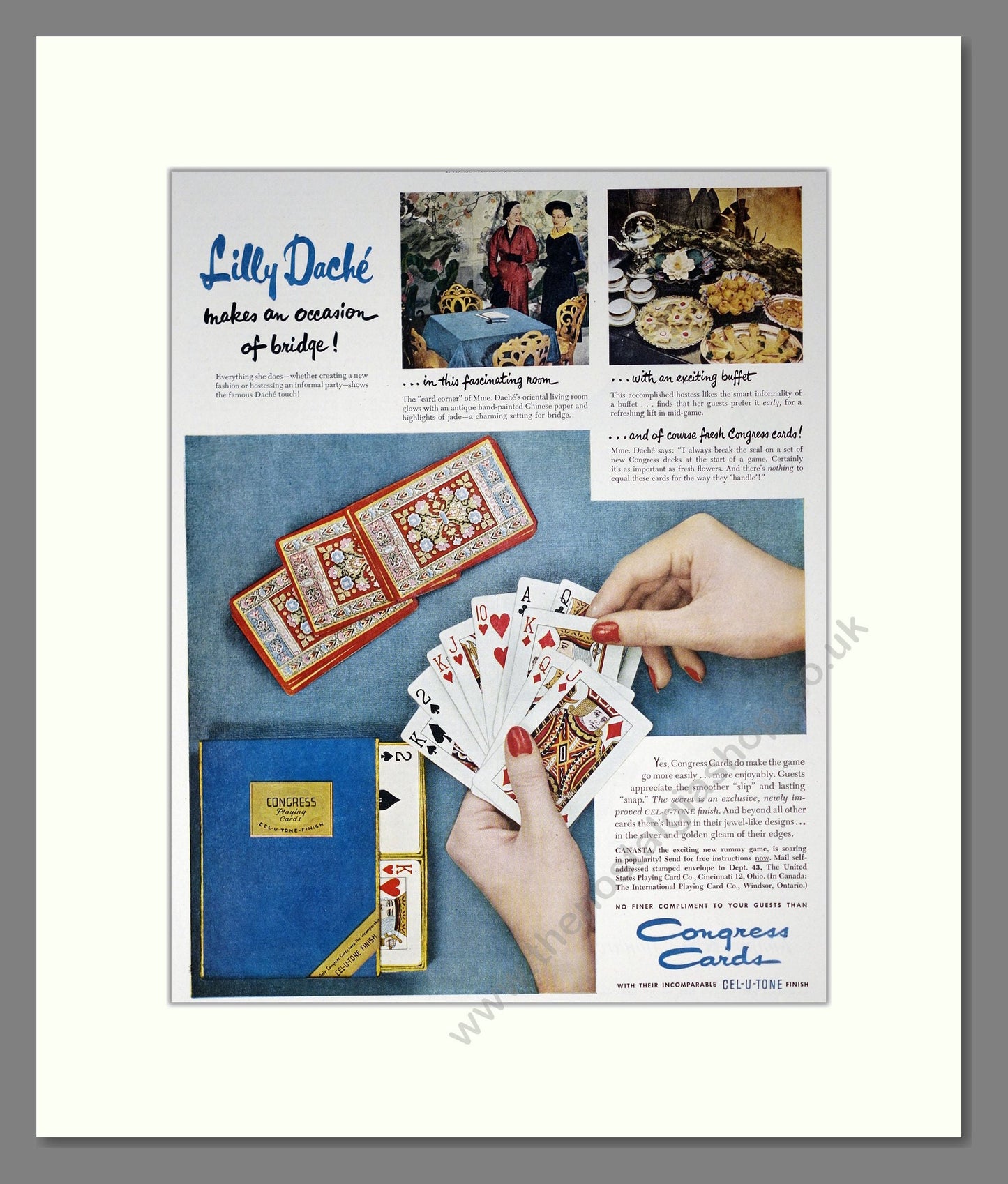 Congress Cards - Playing Cards. Vintage Advert 1949 (ref AD302413)
