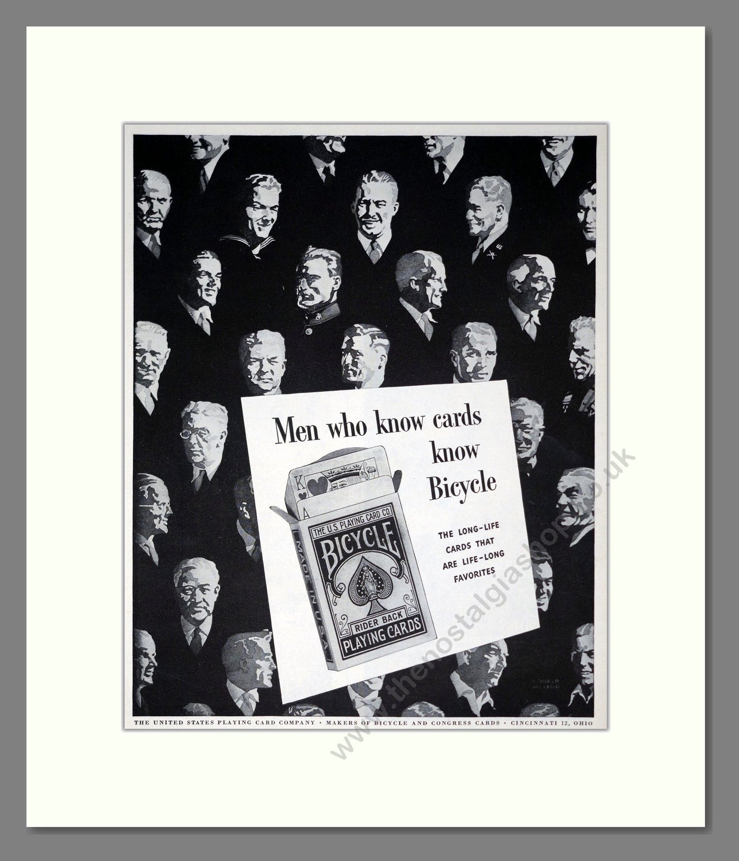 Bicycle - Playing Cards. Vintage Advert 1945 (ref AD302414)