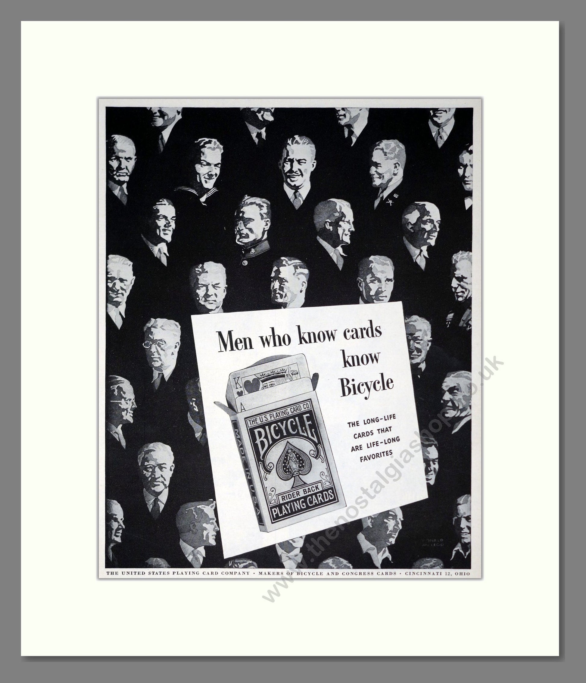 Bicycle - Playing Cards. Vintage Advert 1945 (ref AD302414)