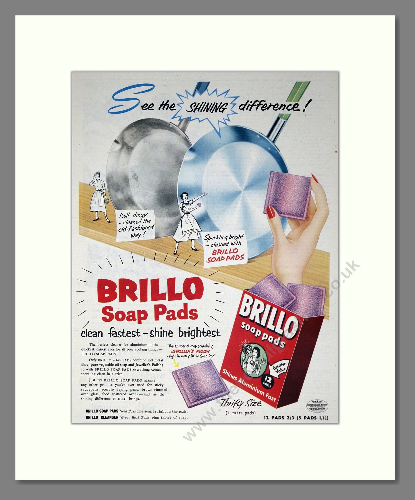 Brillo - Soap Pads. Vintage Advert 1957 (ref AD302416)