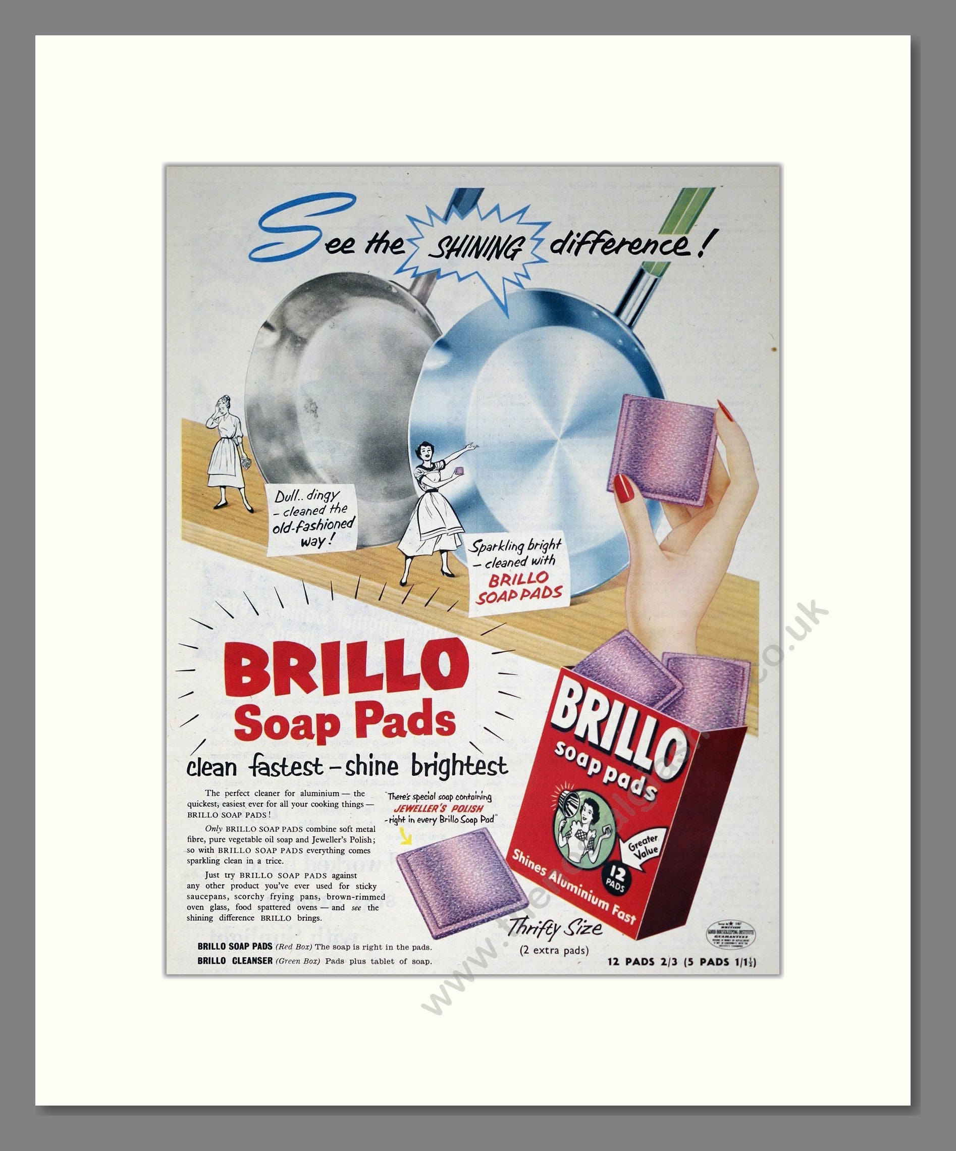 Brillo - Soap Pads. Vintage Advert 1957 (ref AD302416)