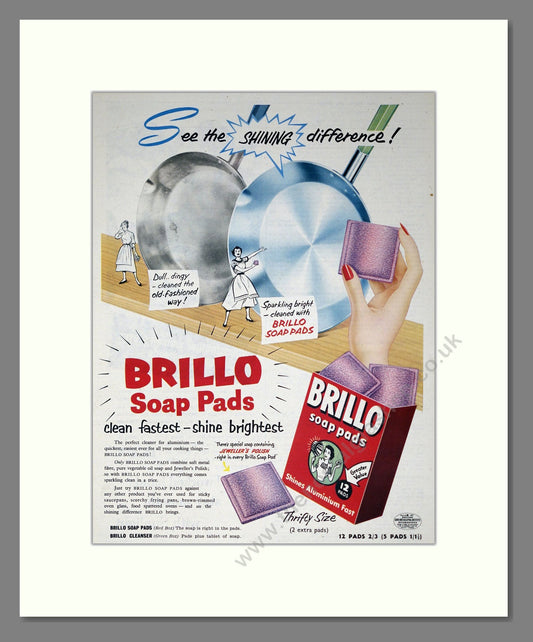 Brillo - Soap Pads. Vintage Advert 1957 (ref AD302416)