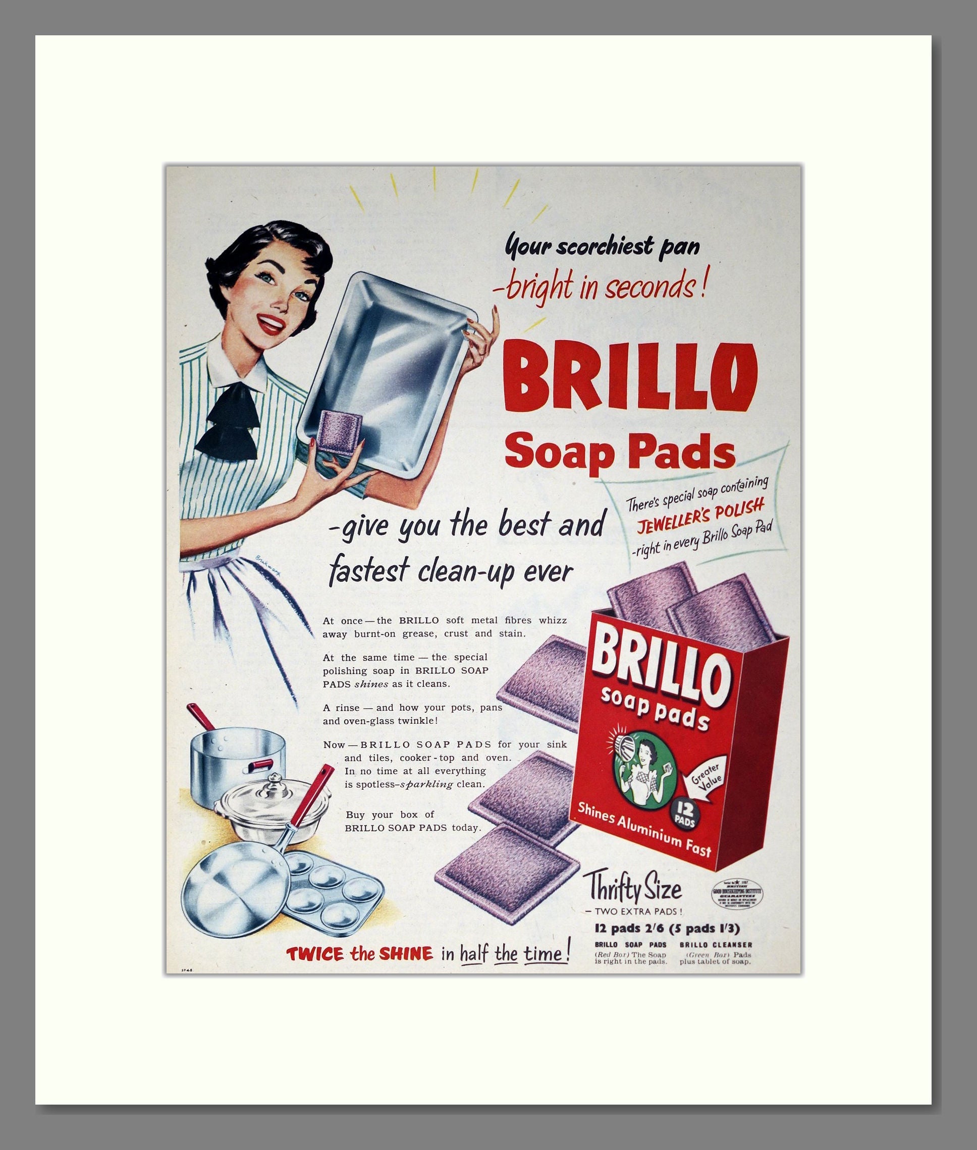 Brillo - Soap Pads. Vintage Advert 1956 (ref AD302417)