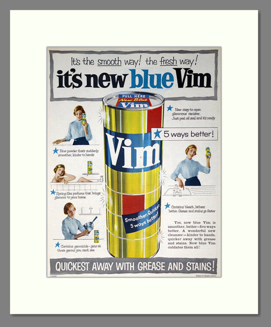 Vim - New Blue Vim. Vintage Advert 1957 (ref AD302421)