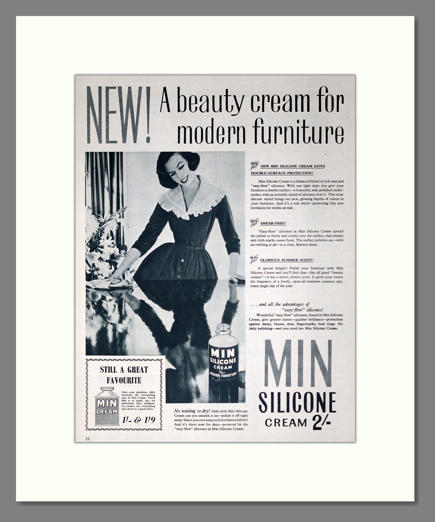 Min - Silicone Cream. Vintage Advert 1957 (ref AD302430)